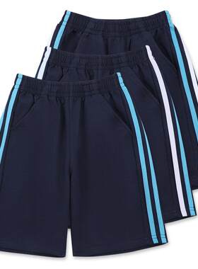 学生校服裤子运动短裤深蓝色二杠