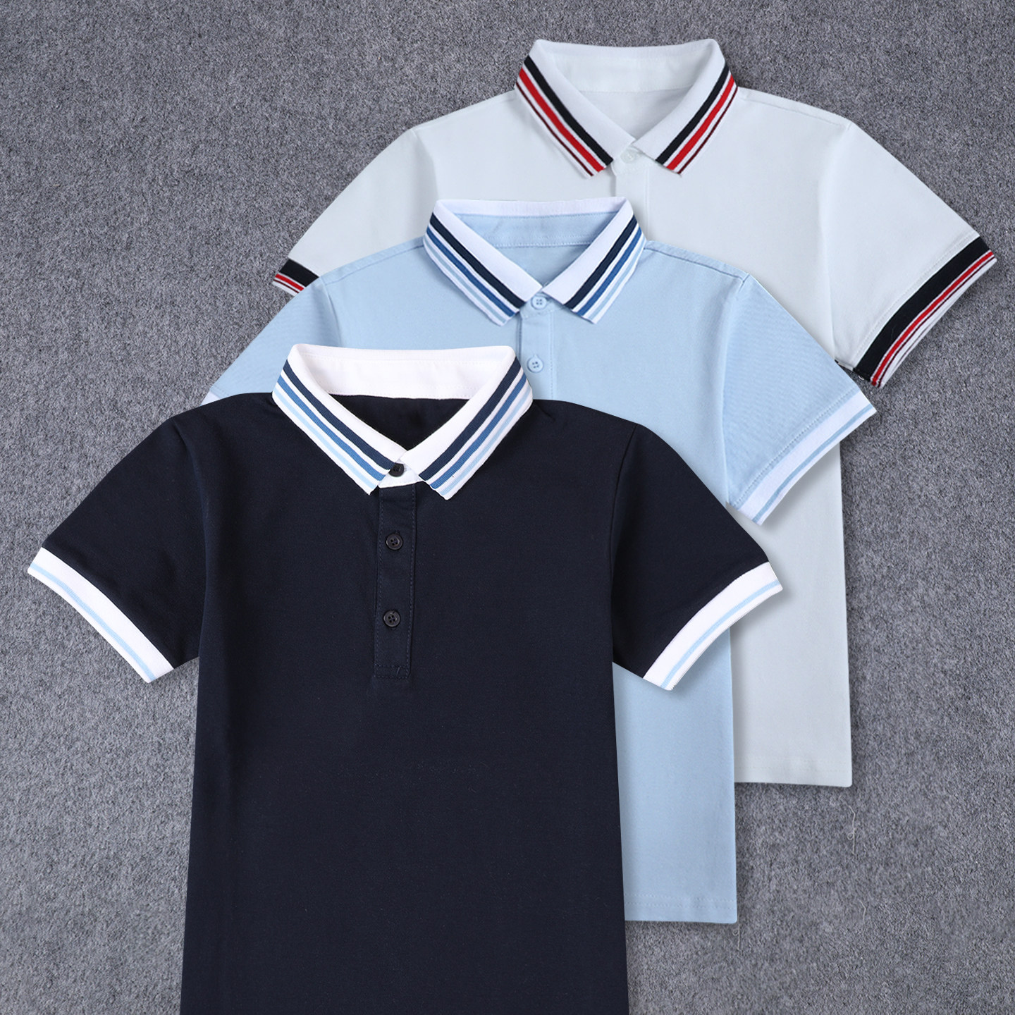 校服夏季短袖Polo衫中小学生撞色领班服校服半袖T恤上衣男女童装