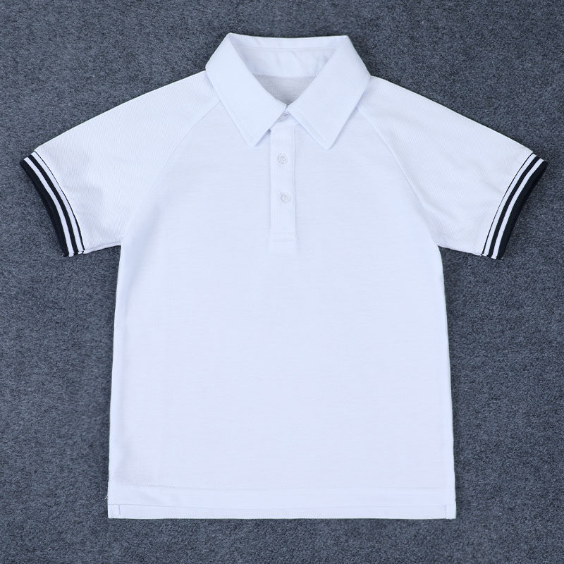 夏装儿童校服短袖polo衫男童女童半袖白t恤中大童小学生班服上衣