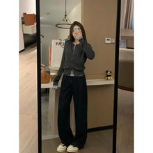 VASSE miu系 灰色假两件慵懒韩系设计感显瘦长袖针织衫毛衣开衫秋