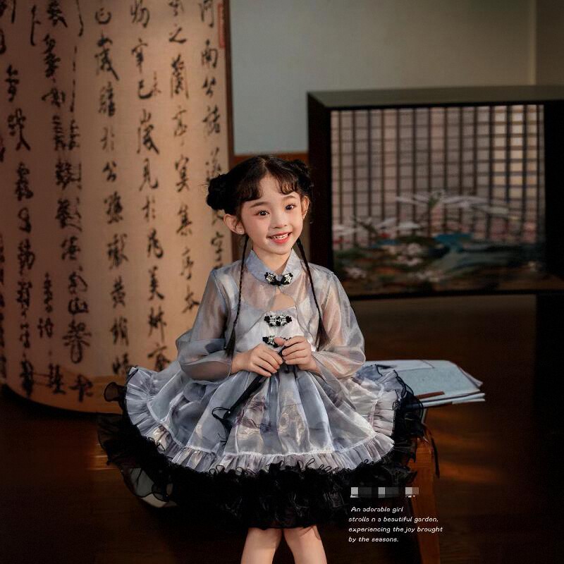 女童公主纱裙萝莉塔春秋国风女孩