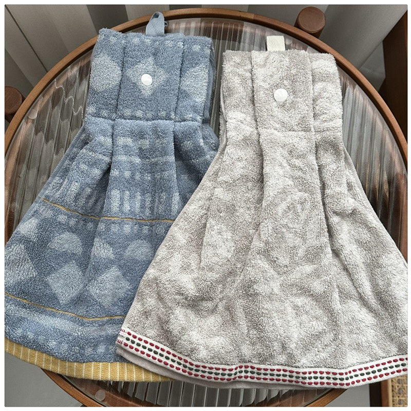 新品可爱外贸出口日本余单纯棉双面毛圈吸水带挂绳可挂擦手巾毛巾