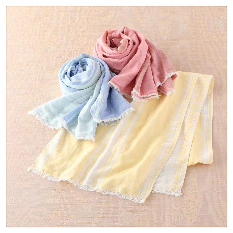 出口日本外贸余单全棉三层双面纱布柔软透气加长宽运动巾围巾