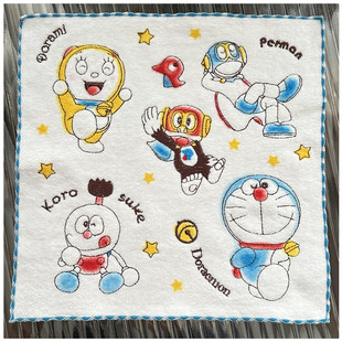 新出口日本外贸余单柔软纯棉割绒毛巾面料可爱刺满绣方巾 25*25cm