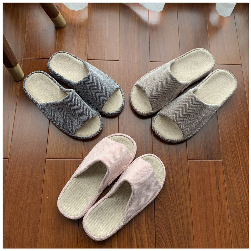 日单品质春秋季情侣款女男士一字开口舒适地板居家起居鞋室内拖鞋,居家布艺,居家亚麻拖鞋,淘宝优惠券,粉丝福利购,淘宝优惠卷