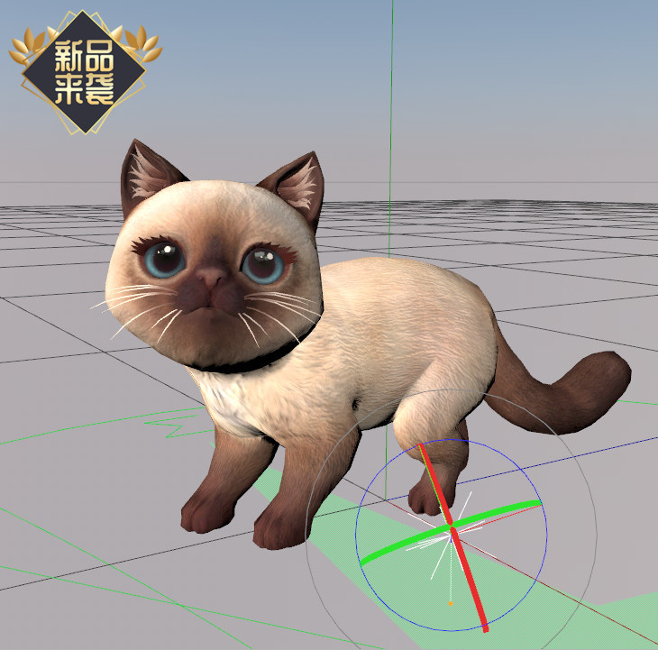 c4d猫咪高精模型材质贴图骨骼绑定动画学习交流素材参考用