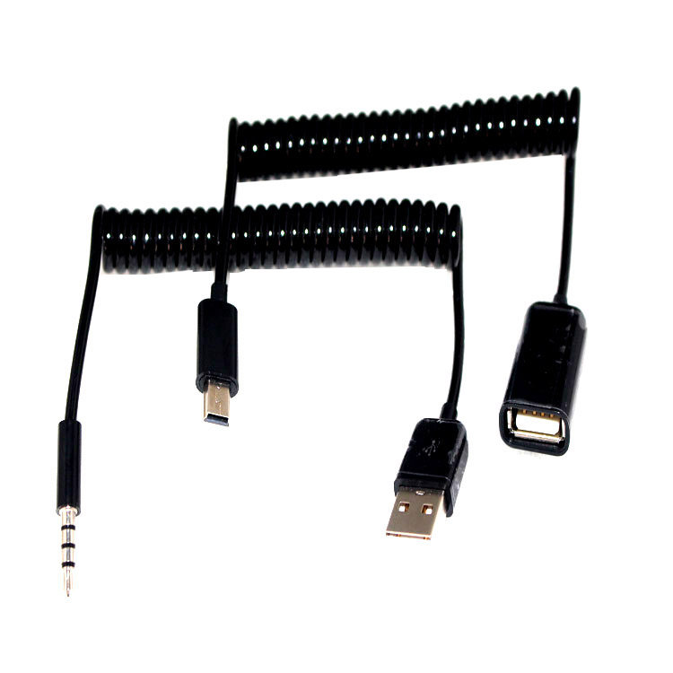 汽车载miniusb  插U盘aux转usb T型口cd机MP3音响3.5mm音频线圆头