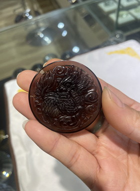 清仓 冰种黑曜石麒麟吊坠男霸气项链水晶挂坠挂件女吉祥物送