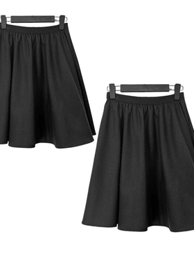 S·D秋冬新款女装时尚休闲百搭双层半裙黑色松紧腰半身裙25321303