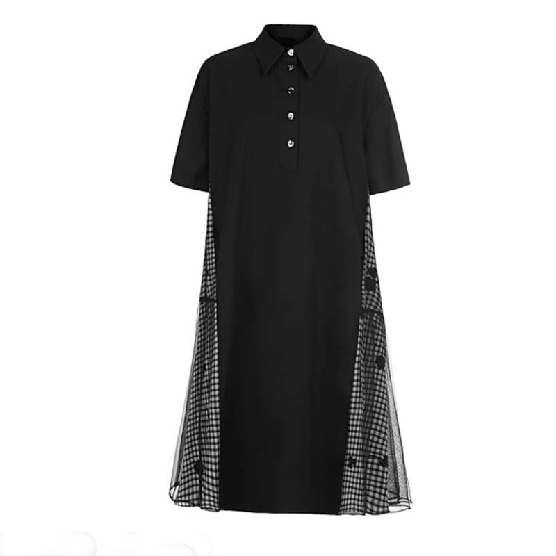 女气质仙女裙轻奢格纹拼接连衣裙