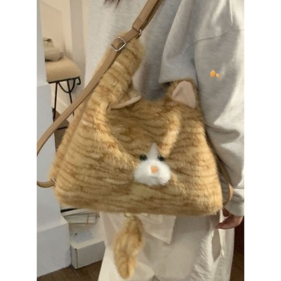 卡通毛茸茸斜挎包单肩少女软萌