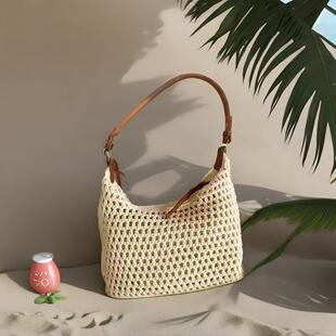 春夏新款小包包斜挎包2026新款小众高级感编织包海边手提单肩包女