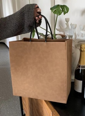 高级大容量磨砂购物袋包包简约小众设计手提托特包像纸袋的包女包