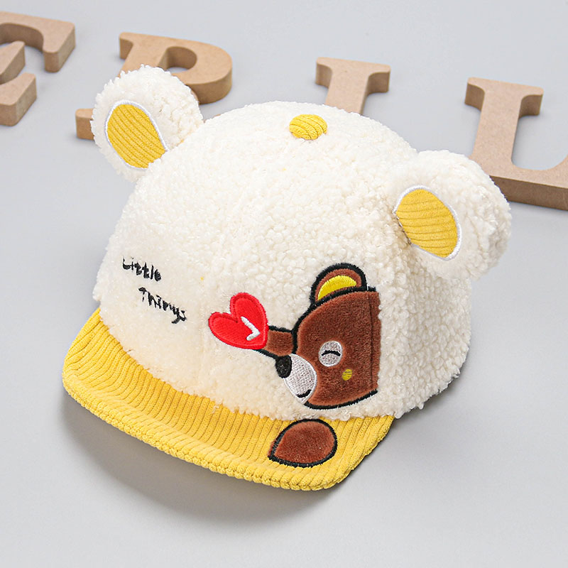 宝宝帽子秋冬加厚毛绒鸭舌帽1-2岁男童冬季女婴幼儿可爱超萌软檐
