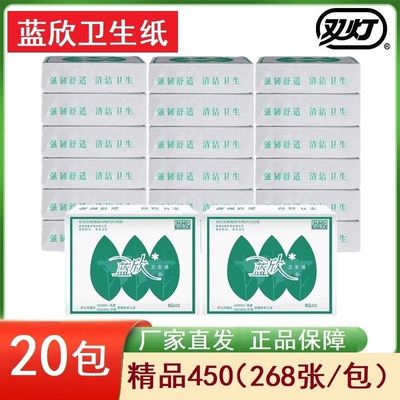 双灯蓝欣450平板卫生纸20包加厚强韧厕纸厕所纸巾家用草纸实惠装