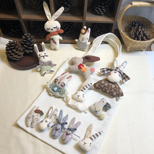 创意手工制作森系棉麻布艺兔子系列包包服饰帽子挂件胸针配件装饰