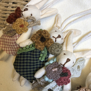 手工制作日系布艺森女精致配饰包包挂件手作棉麻可爱兔子玩偶配件