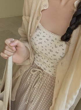 ZNG SHOP女装“芝士莓莓”挚爱小碎花T恤短袖蝴蝶结吊带