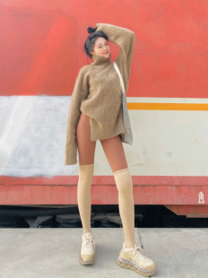 晚晚同款过膝袜女中筒袜秋冬纯色高筒袜棉日系jk小腿袜瘦腿长筒袜