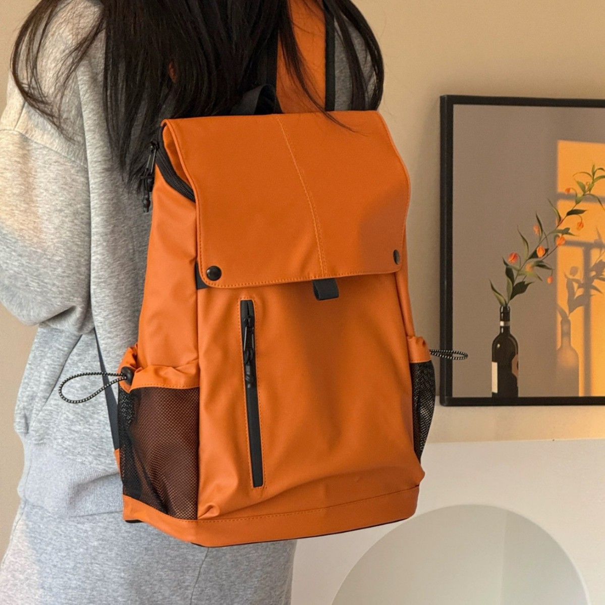 大容量双肩包中性风皮膜防水户外登山包多口袋旅行包上班通勤背包