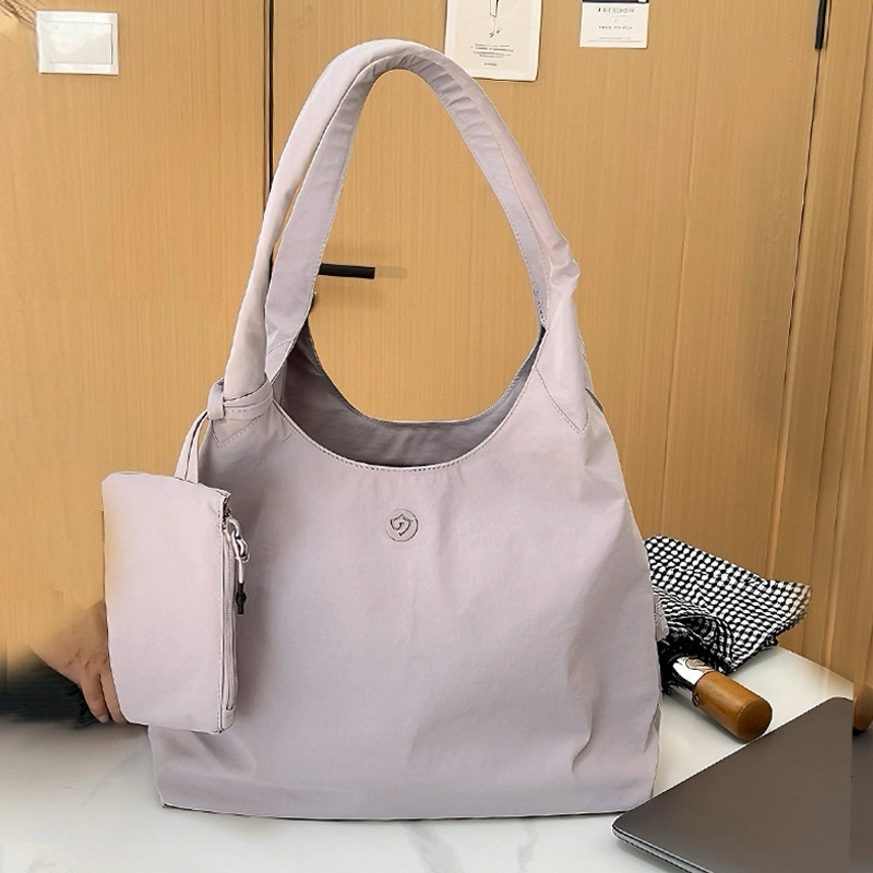 纯色简约尼龙单肩包新款大容量托特包轻便百搭通勤包包女附零钱包