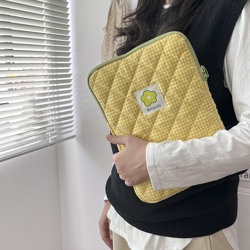 棋盘格子14寸电脑内胆包苹果macbook11寸保护套手拿收纳包