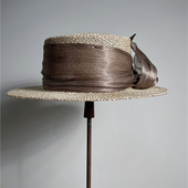 简约装 禾创社手工草编镂空平顶帽夏季 法式 饰草帽出游优雅女士礼帽