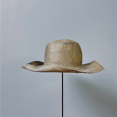 禾创社不规则造型设计师草帽女植物染流水图案大檐帽子小众遮阳帽