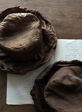 禾创社草木染布帽简约松弛感帽子四季佩戴可折叠款桑蚕丝女渔夫帽