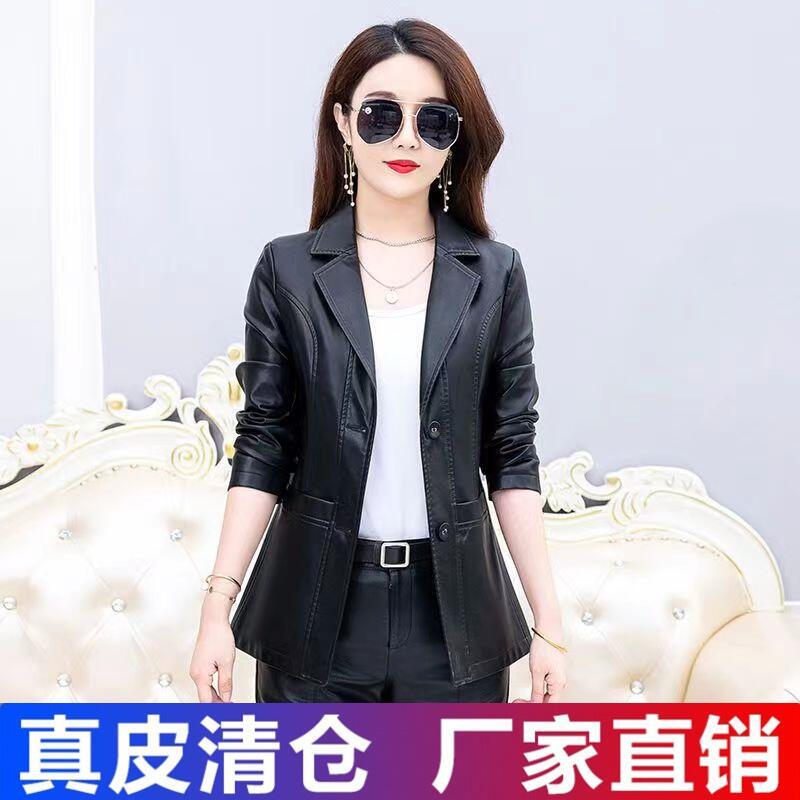 2025秋冬新款海宁真皮皮衣女短款韩版修身绵羊皮夹克西装领外套潮