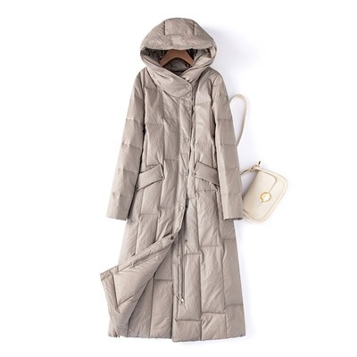 真皮羽绒服女中长款2025秋冬新款海宁皮衣连帽加厚绵羊皮外套大码