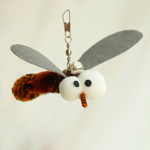 逗猫棒小飞虫替换头羽毛蜻蜓昆虫铃铛猫玩具电商热卖