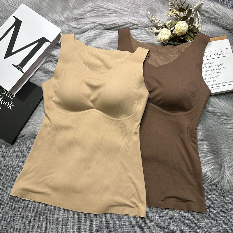 双层磨毛保暖背心无痕微压