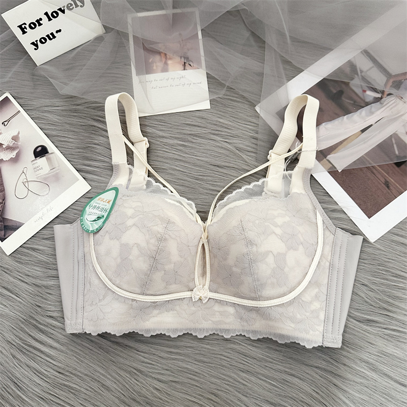 性感无乳胶棉聚拢细带文胸