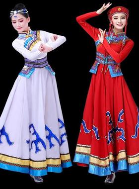 蒙古舞蹈演出服大摆裙服装蒙古袍少数民族内蒙古艺考蒙族舞蹈服女