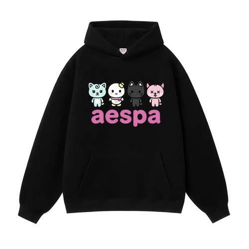 aespa女团爱豆周边刘知珉 宁艺卓同款连帽卫衣2026新款联名衣服童