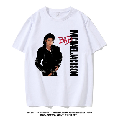 致敬Michael Jackson迈克尔杰克逊人像印花短袖复古男女高街T恤潮