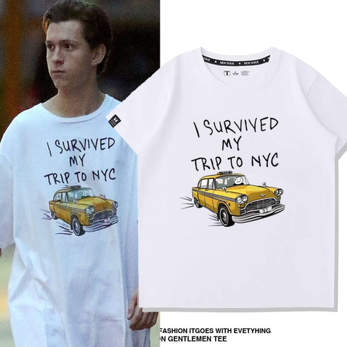 蜘蛛侠4崭新之日I Survived My Trip Nyc庆怜荷兰弟同款T恤男短袖