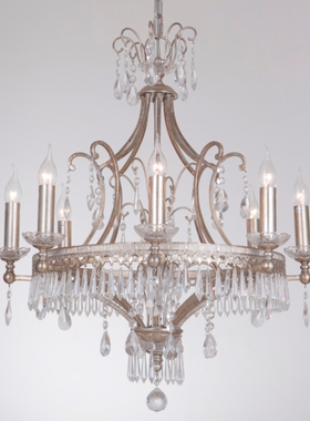 轻奢香槟银箔水晶吊灯美国品牌原单客厅餐厅书房灯别墅礼堂灯酒店