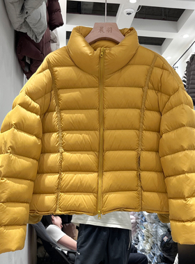 新国标90白鸭绒女新款小个子泡芙云感排骨立领短款羽绒服外套轻薄