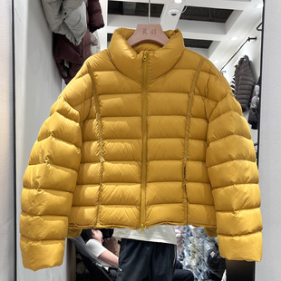 新国标90白鸭绒女新款小个子泡芙云感排骨立领短款羽绒服外套轻薄