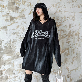 今年流行特惠复古港风长袖 宽松小众设计感 连帽扎染毛衣女春秋新款