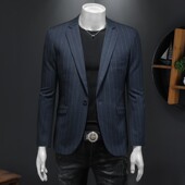 男士 修身 条纹休闲西装 韩版 时尚 今年流行特惠欧洲站2026春秋新款