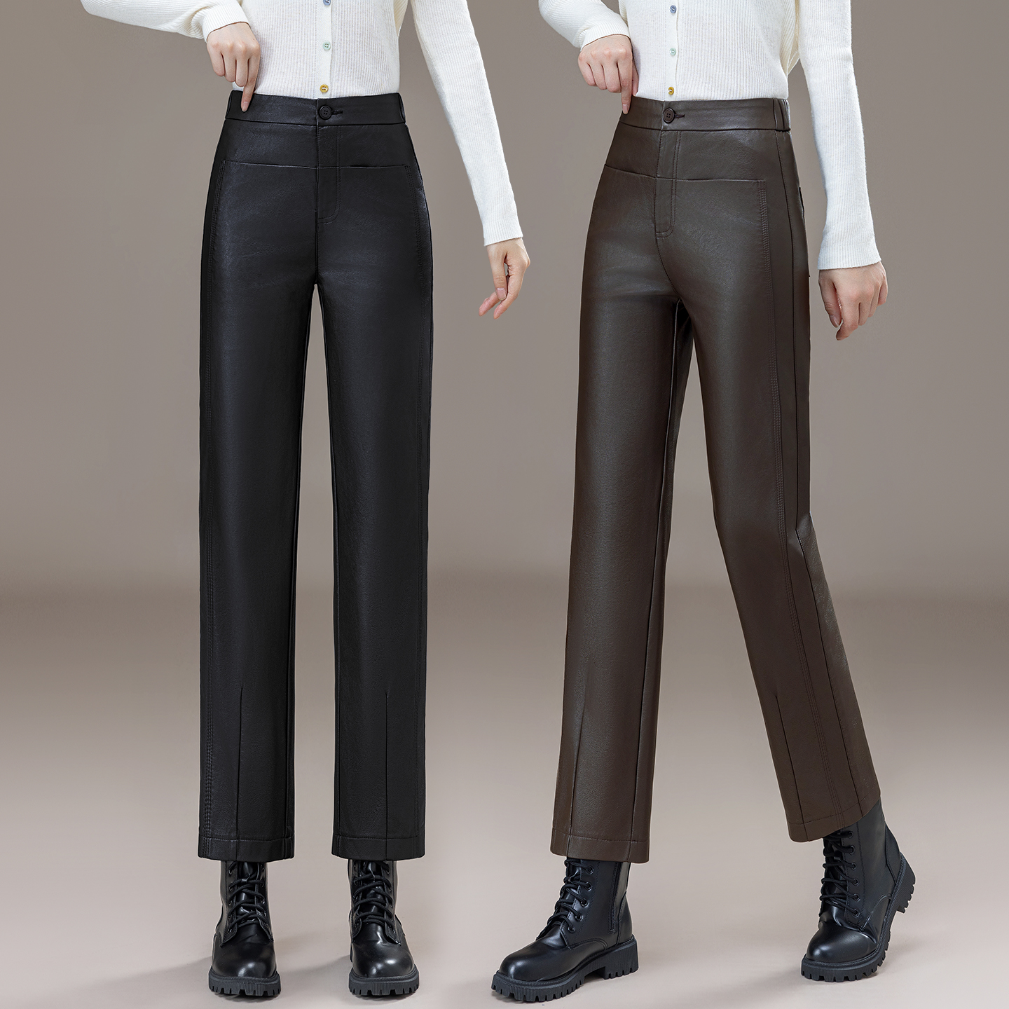 今年流行特惠皮裤女款2025新款秋季天的黑色咖色铅笔小脚郑州