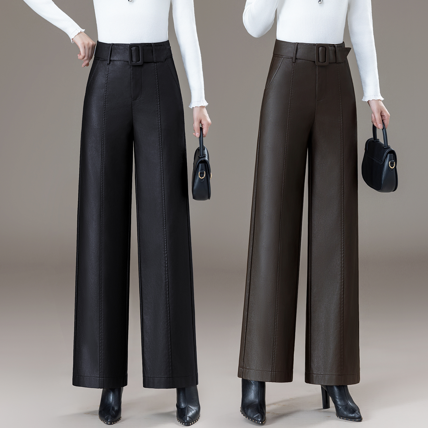 今年流行特惠皮裤女款2025新款秋季郑州女士休闲黑色咖色秋冬