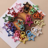 新款 diy彩色五角星钥匙扣手工制作钥匙环包包饰品配件少女心环扣
