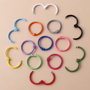 DIY钥匙扣配件25mm铁质烤漆彩色圆形钥匙扣活动圈卡圈开口活页圈