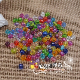 6mm亚克力圆珠 门帘珠帘DIY仿水晶珠子散珠 彩色光珠球珠