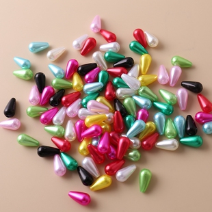 8*15mm仿珍珠水滴珠子有孔ABS散珠diy儿童编织长条手工串珠子