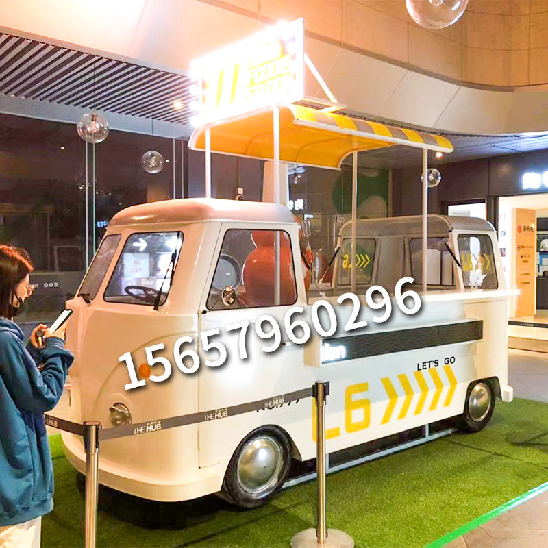 工厂定制铁艺大众T1巴士汽车餐车大型仿真模型商场美陈摆件道具